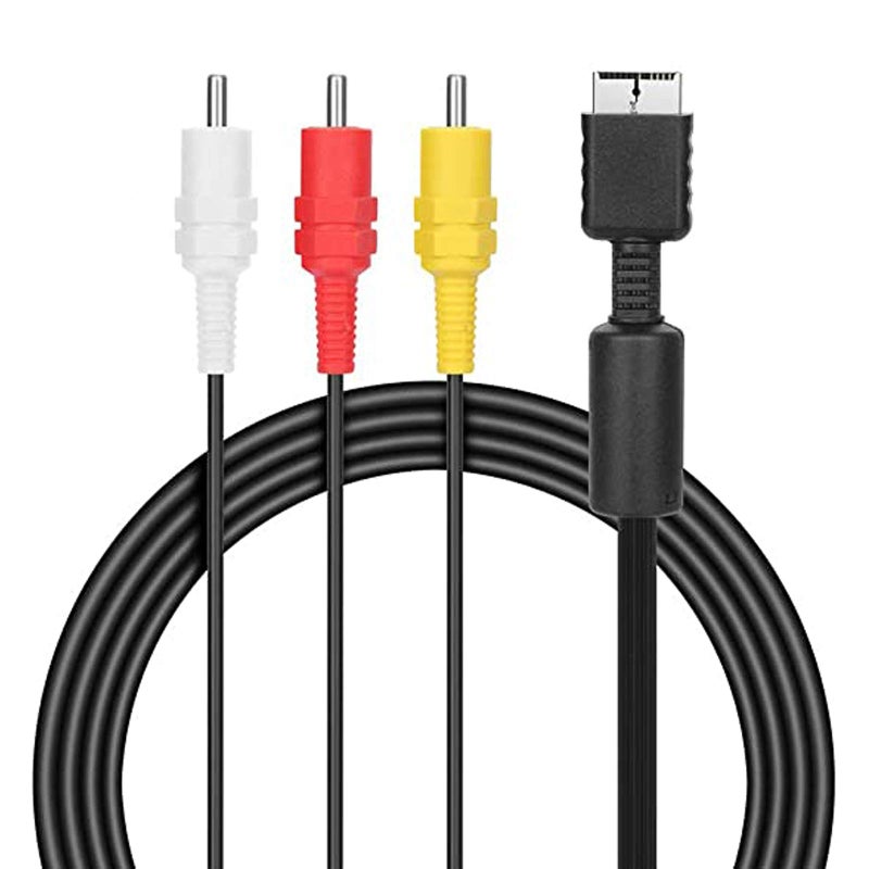 MUZHI كابل AV لجهاز PS2، سلك صوت وصورة لجهاز PS2 PS1 PS3، AV إلى RCA مركب صوت وصورة، سلك تلفاز متوافق مع بلاي ستيشن 1/2/3 (8.2 قدم) - Image 1